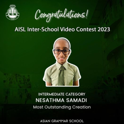 The Most Outstanding Creation’ at the AISL Inter - School Video Contest 2023