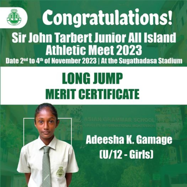 outstanding achievement at the Sir John Tarbert Athletic Meet 2023